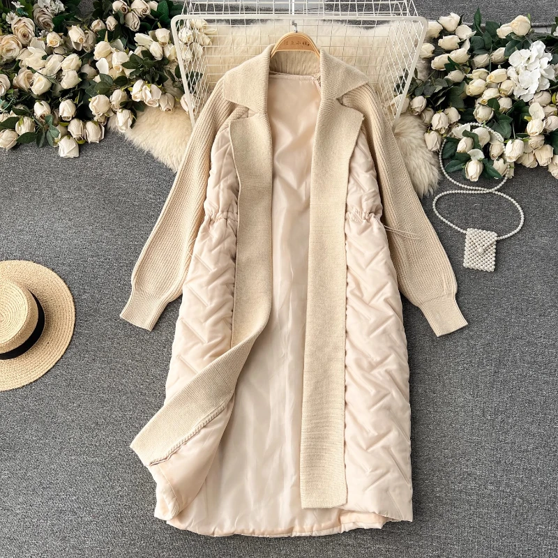 Новый зимний длинный свитер куртка на хлопковой подкладке верхний костюм модный