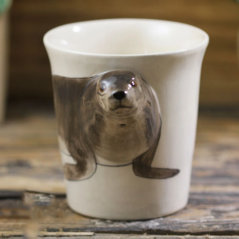 Sea Lion Cup Handmade Animal Coffee Cartoon Ceramic Gift Creative | Дом и сад