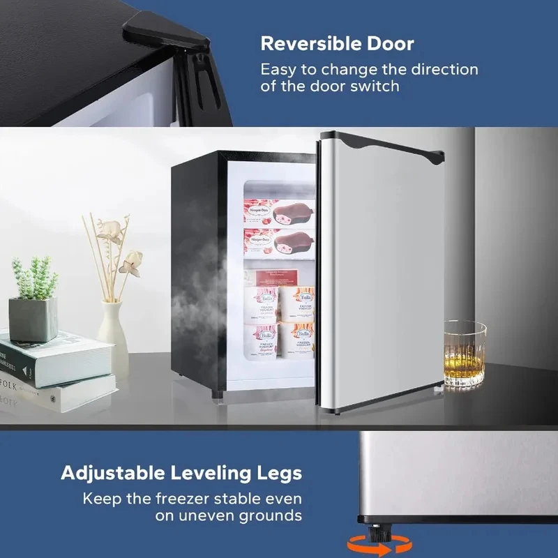 Морозильная камера BANGSON Upright 1.1 Cu.ft с выдвижной полкой для дома, кухни, офиса, квартиры, серебристая, компактная, однокамерная (art.: 3920d8ea70010) - 3920d8ea70010