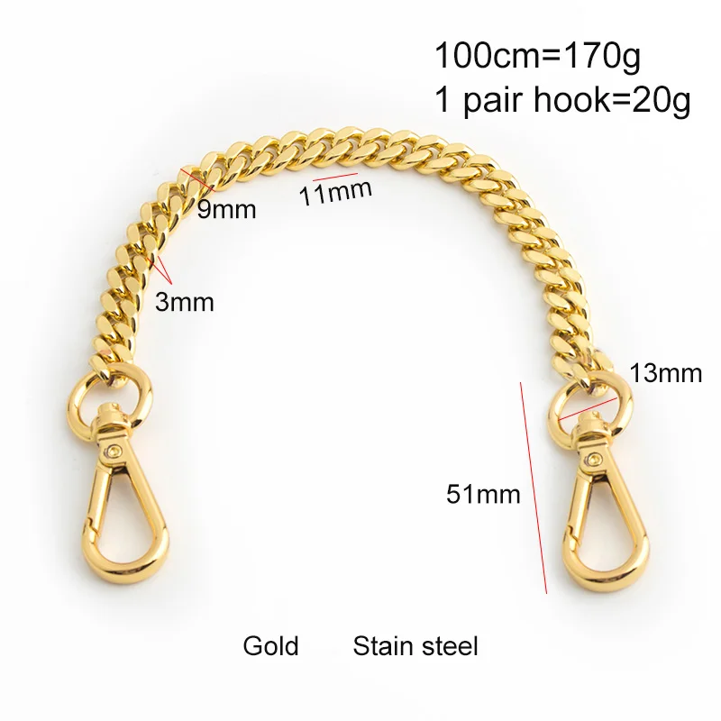 1-5 pieces 2.5-3mm thick Copper Bag Chain Metal Replacement Purse Chain Shoulder Crossbody Bag Strap for Cluth Handbag bag
