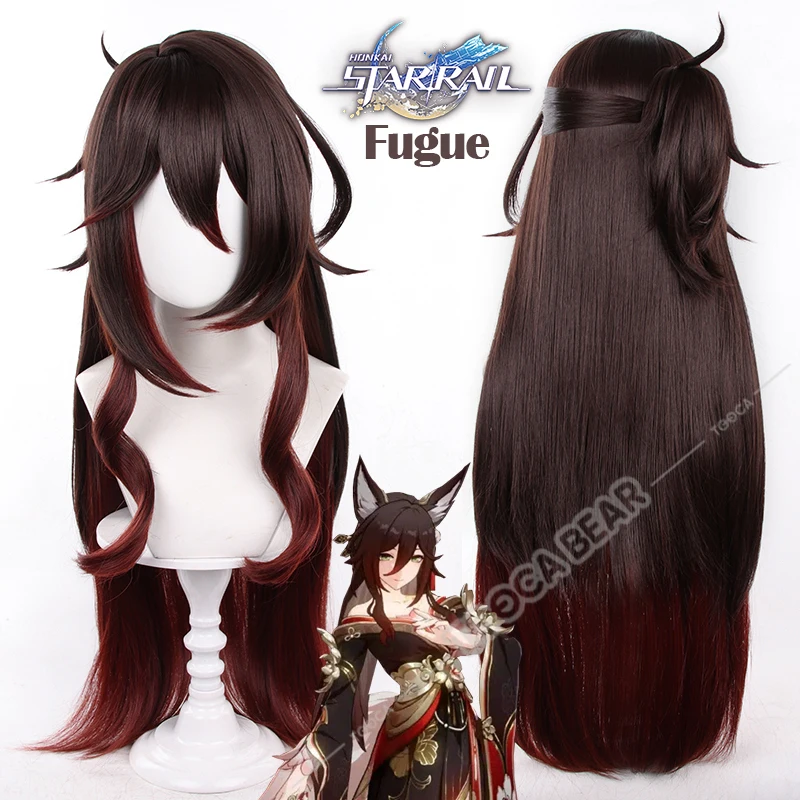 Fugue Косплей Парик Honkai Star Rail Game Коричневые длинные волосы Tingyun Xianzhou Luofu