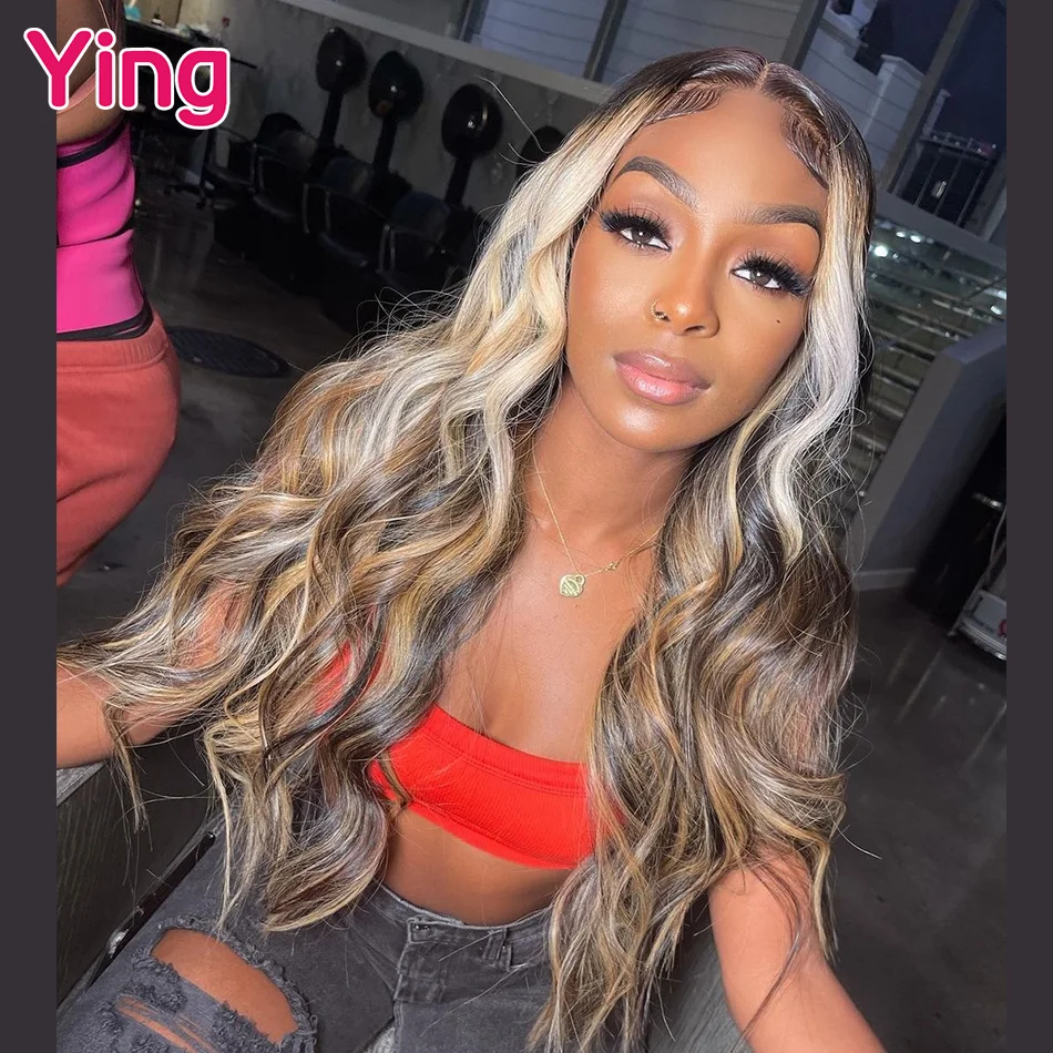 Ying 1B 27 Highlight 13X6 Body Wave Human Hair Lace Frontal Wigs 28 30 Inch 180% Brazilian Remy 13X4 Transparent Lace Front Wig