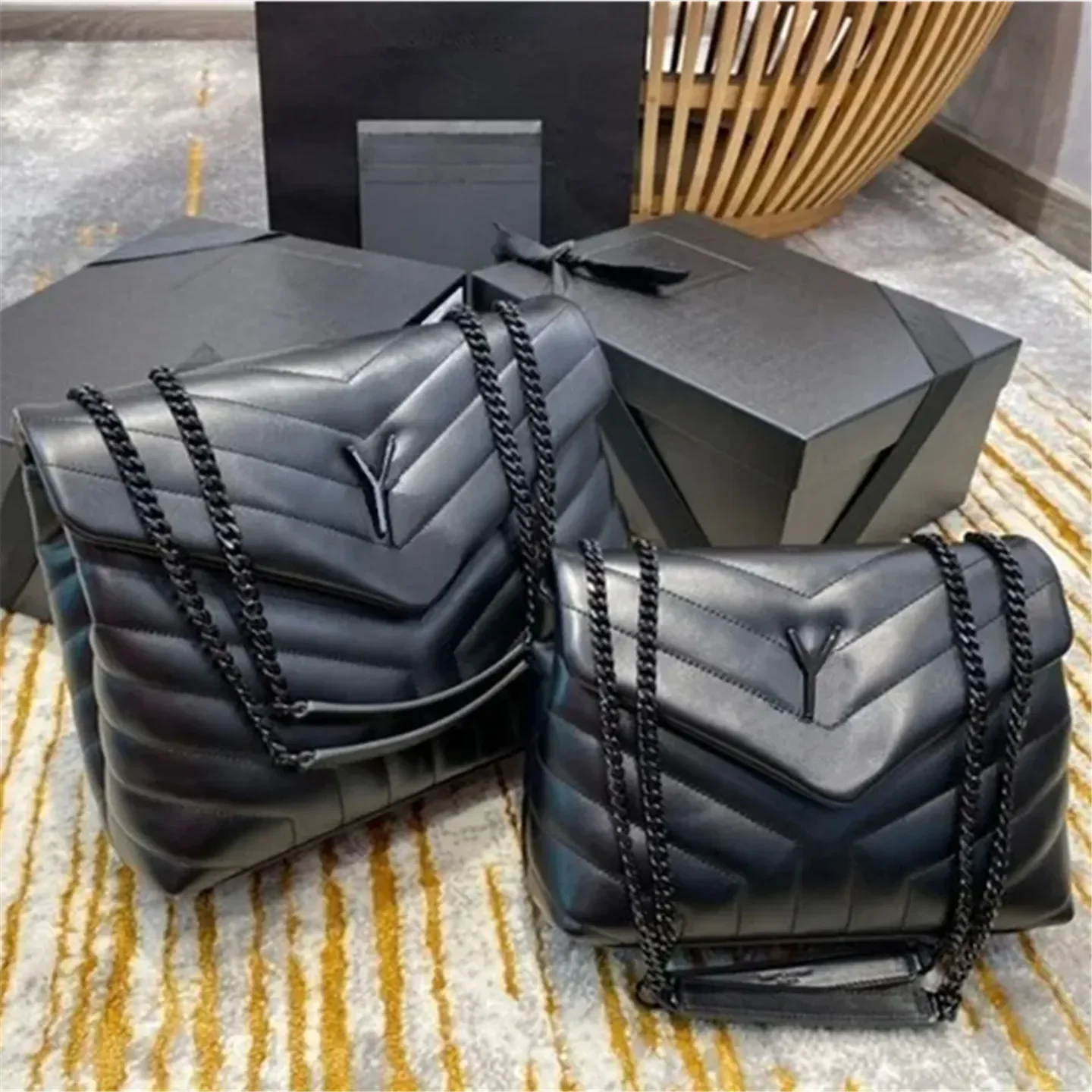 

Дизайнерская сумка LouLou Puffer Y-образная Стеганая Кожаная НАПЛЕЧНАЯ классическая сумка с металлической цепочкой и икрой Женская сумочка модный кошелек