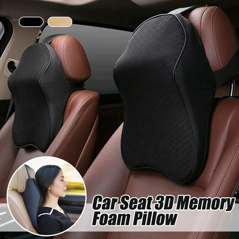

Car Seat Headrest Cushion Memory Foam Pillow Neck Pillow Back Support Breathable Mesh Black Four Seasons Universal Anti-fatigue