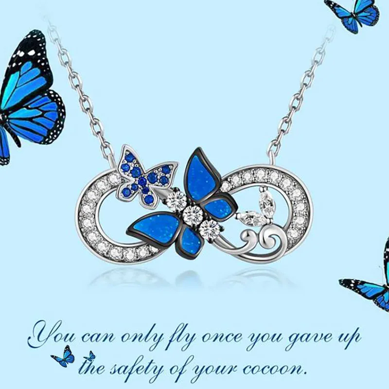 

Butterfly Necklace for Woman Personality Blue Pendant Fashion Sweet and Romantic Holiday Birthday Gift for Family and Friends