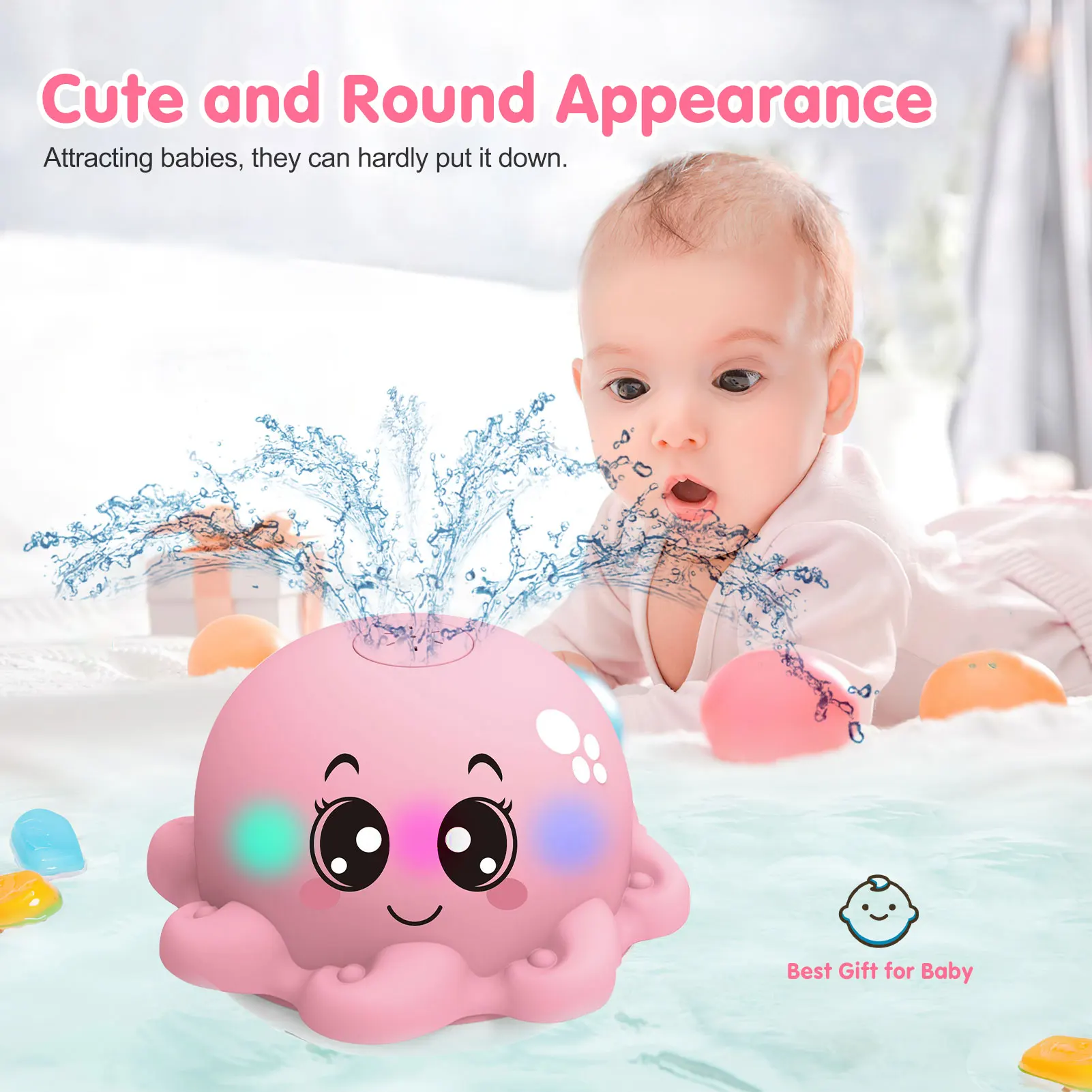 Baby Bath Toys Automatic Spray Sprinkler Bath Toy With LED Light Electric Octopus Crab Spray Water Shower Swim Pool Bathing Toys