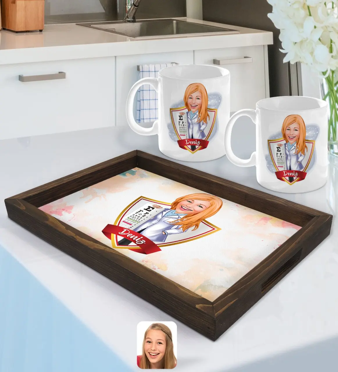 

Персонализированная Женская карикатура с врачом для глаз, Женская кружка с двумя кольцами