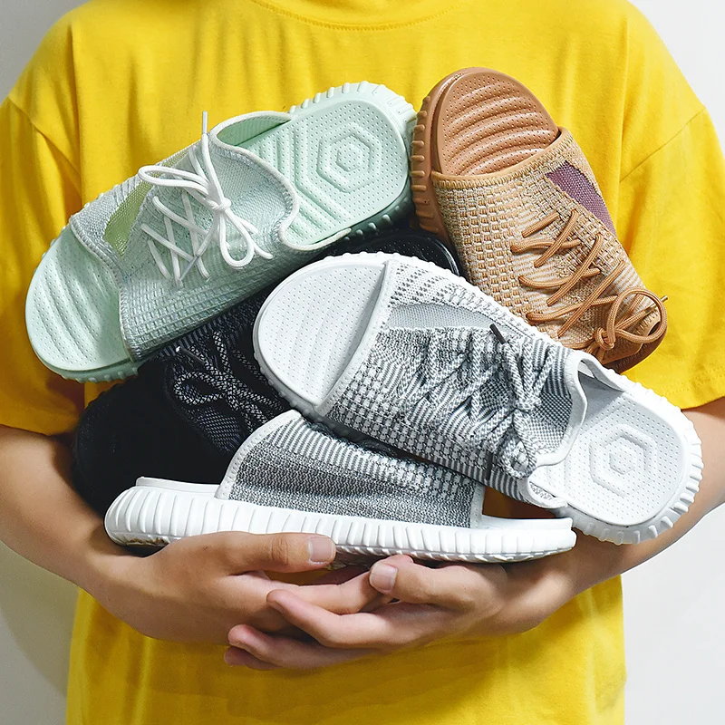 

2022 Spring New Reflective Coconut Couple Large Size Sandals and Slippers Fashion Breathable All-match Men's Casual Shoes 910