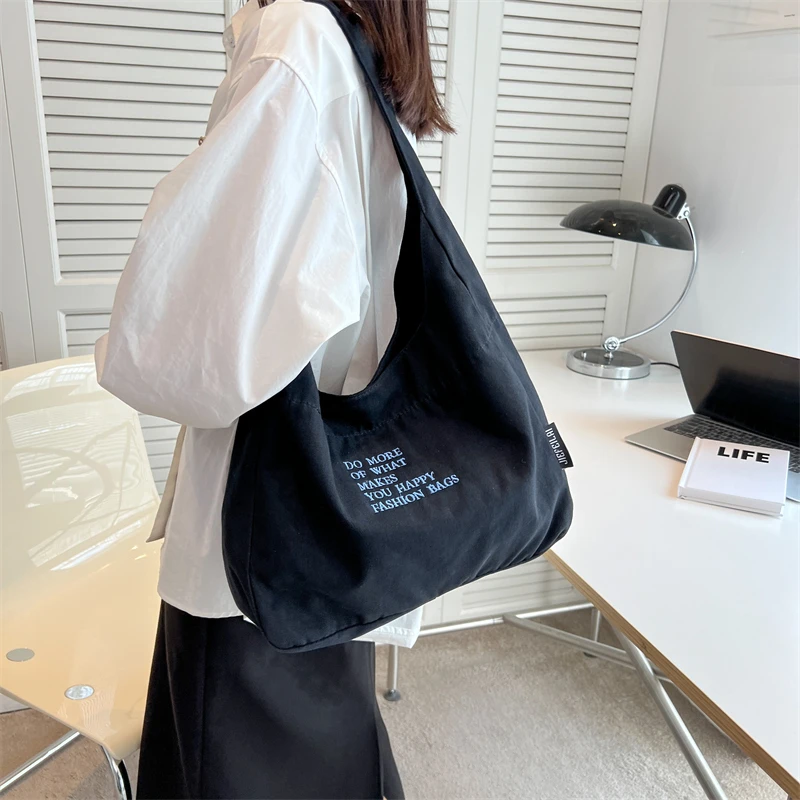 

Letter Canvas Bags For Women 2022 High Capacity Shoulder Bags Vintage Shopper Eco Bag Korean Messenger Bag Y2K Handbags Designer