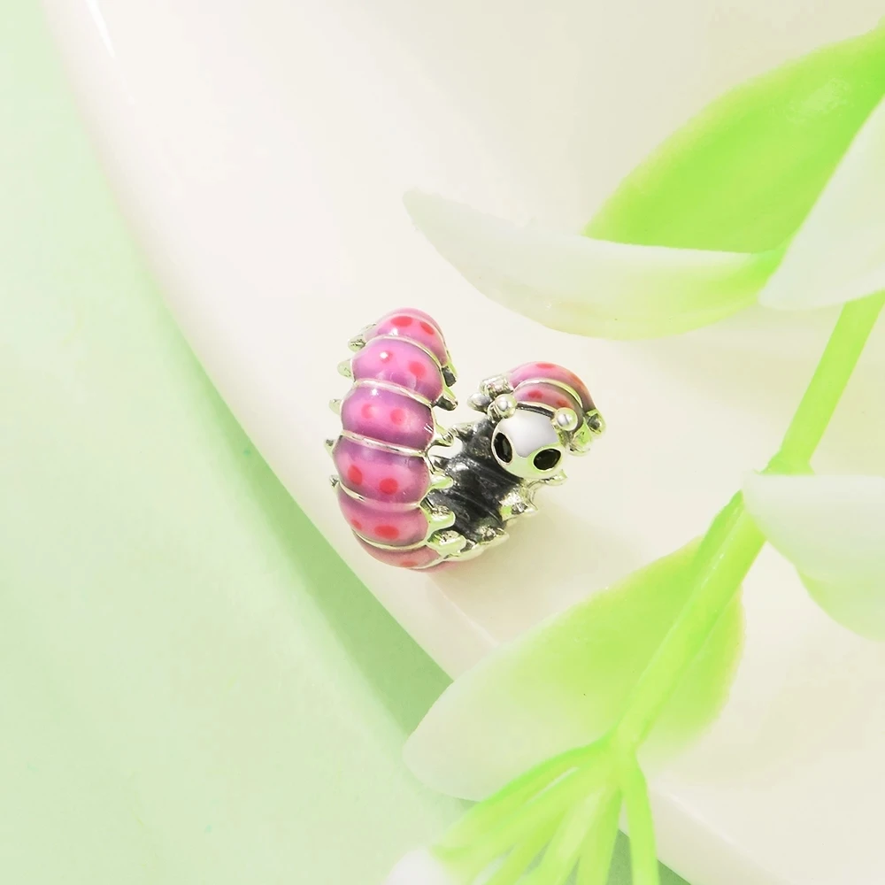 

Cute Curled Caterpillar Charm Sterling Silver Jewelry For Woman DIY 2022 New Beads For Jewelry Making Fits Snake Chain
