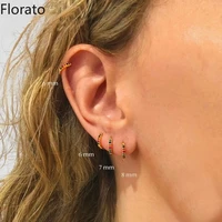 1 pair 925 sterling silver ear needle round hoop earrings 678mm size simple earrings gold earrings for women fashion jewelry