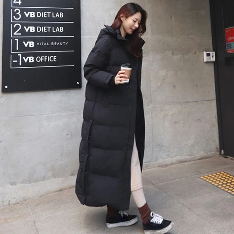 Fashion Over The Knee Cotton Clothes Women Long Large Size Cotton-padded Jacket Winter New Bread Wear Korean Version Loose Coat