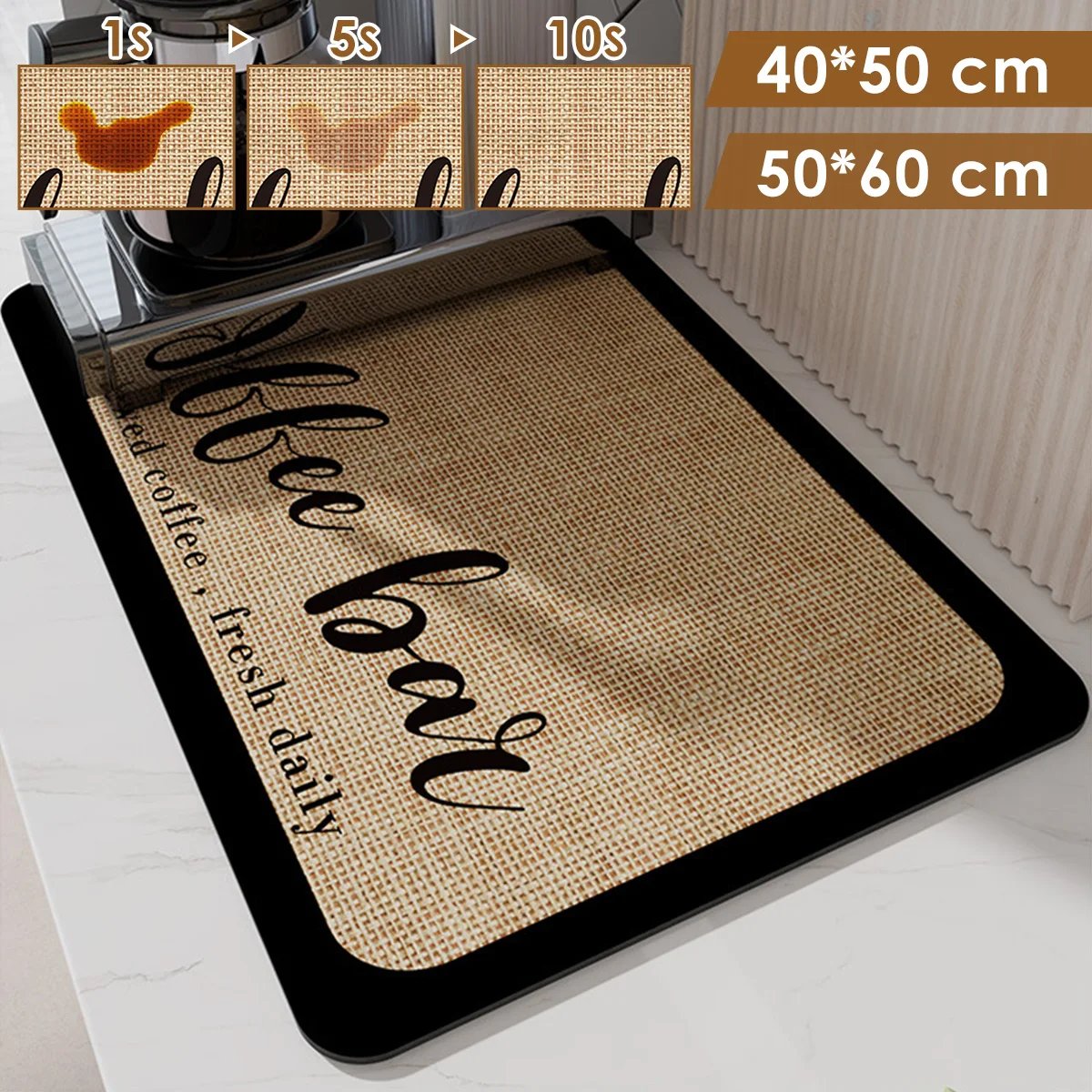 

Coffee Mat Hide Stain Absorbent Rubber Backed Coffee Bar Mat for Countertops Coffee Bar Decor Quick Drying Mat Coffee Maker Mat