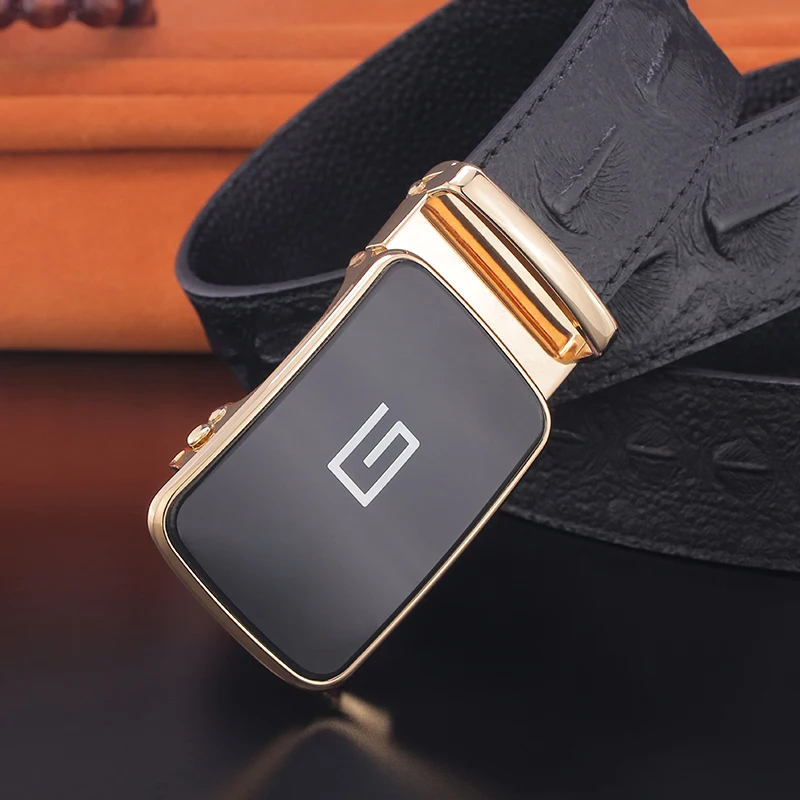 G Letter Automatic Buckle Belt Fashion Luxury Casual Men's Leather High Quality Brand Casual Full Grain Leather Dress Belt Men's