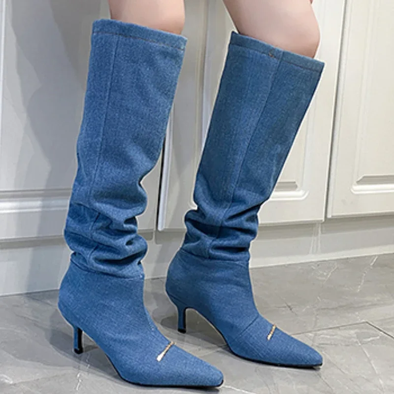 Женские брендовые Дизайнерские Сапоги на шпильке уличные модные сапоги больших
