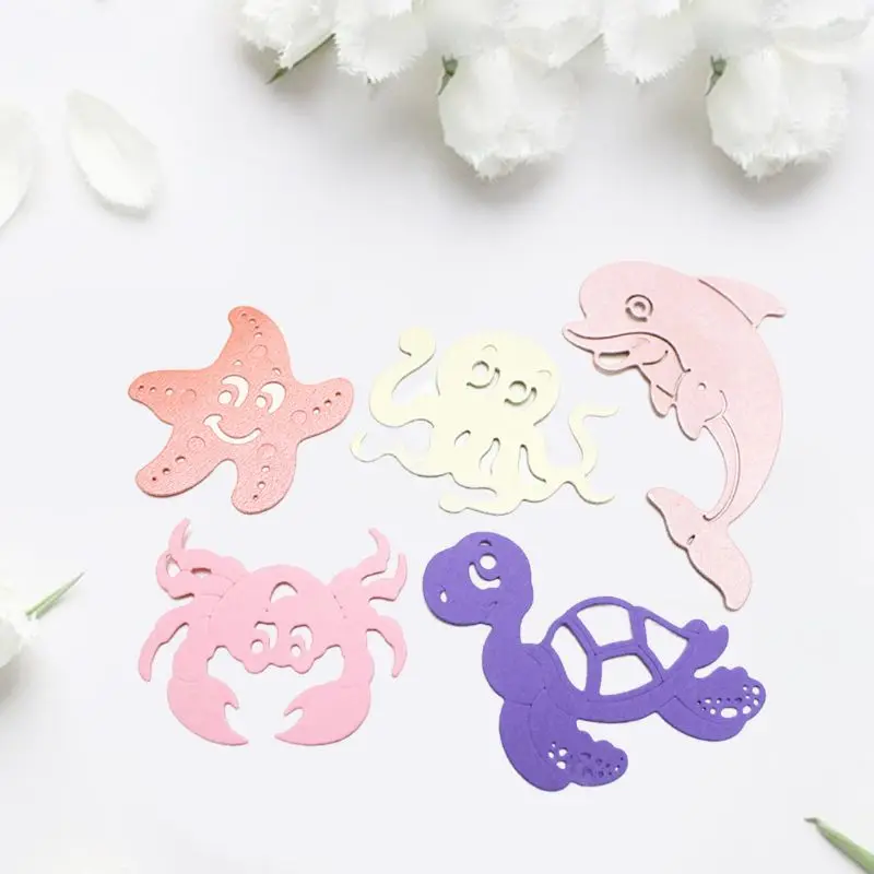 5 шт. ремесла DIY морская жизнь режущие штампы трафареты для резки металла штампа