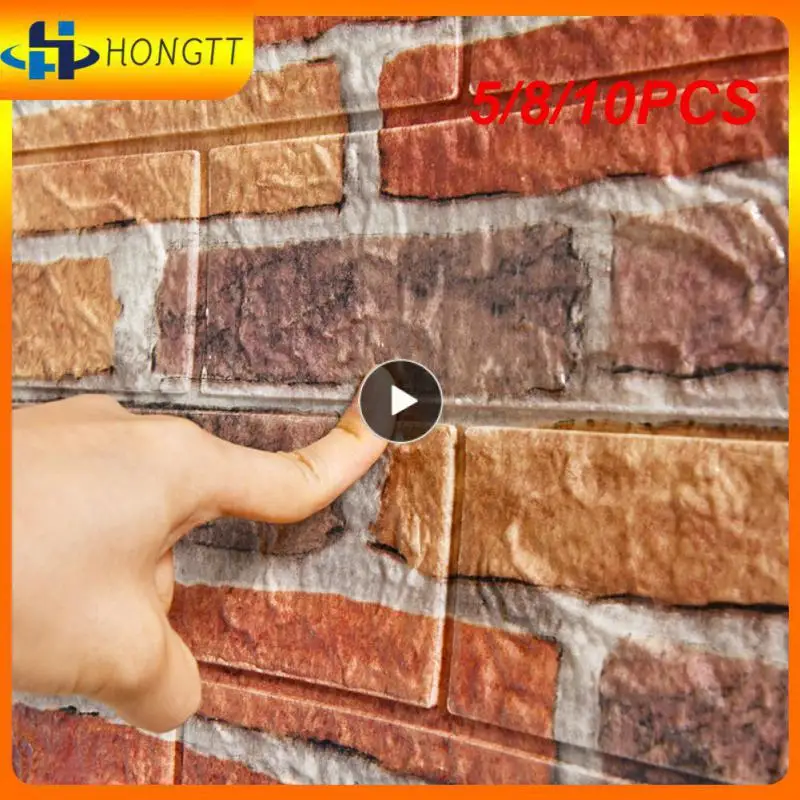 

5/8/10PCS Home Self Adhesive Wallpaper Waterproof 3D Brick Wall Panel Living Room Brick Stickers Bedroom Kid Brick Wall Papers