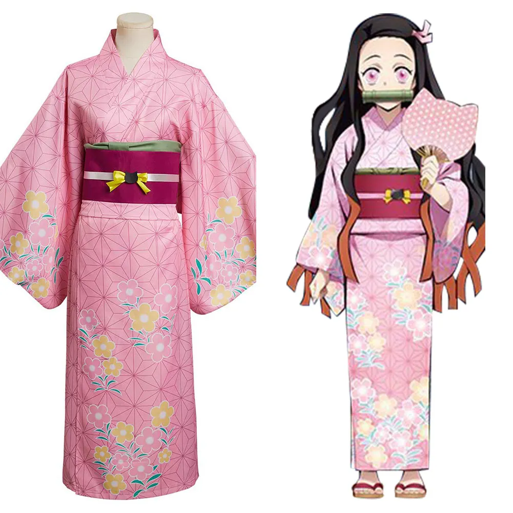 

Demon Slayer Kamado Nezuko Cosplay Costume Summer Kimono Outfits Halloween Carnival Suit