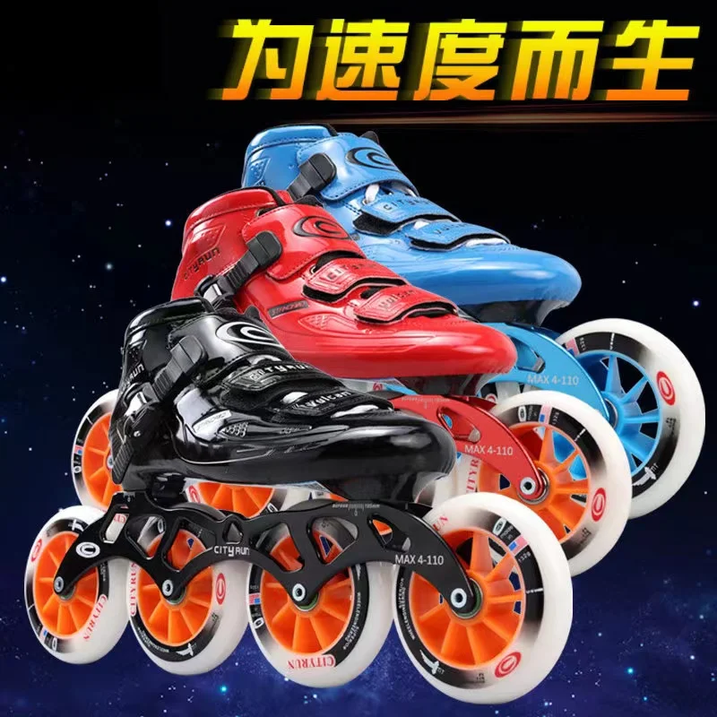 Carbon Fiber Speed Skates Shoes Adults Men Women Inline Speed Skating Patines 4 Wheels 90mm 100mm 110mm Fibre Sports Sneakers