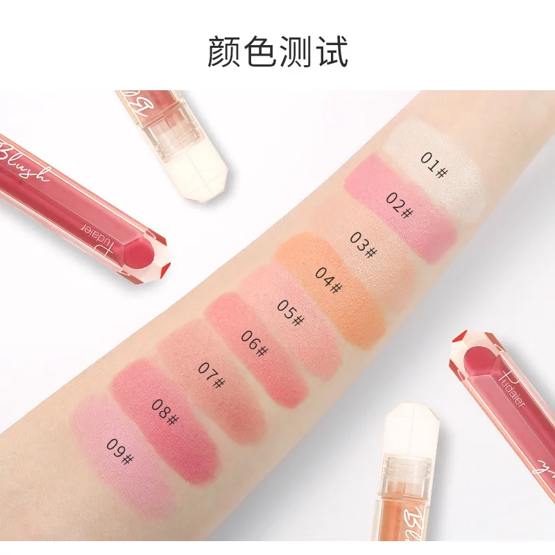 Матовые румяна-карандаши Гладкие монохромные жидкие румяна Натуральные