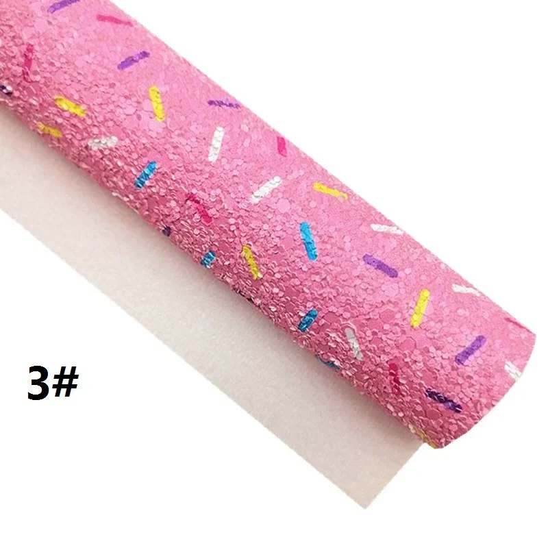 Pink Glitter Leather Sheets Sprinkles Custo Flowers Printed Faux DIY Craft Mini Rolls W046