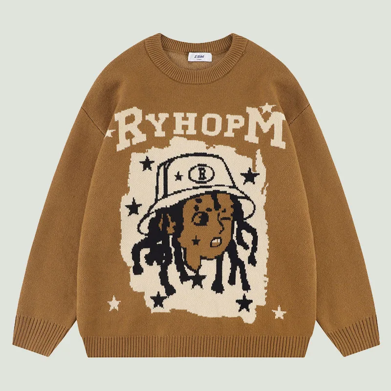 

Мужской трикотажный пуловер с круглым вырезом, в стиле ретро