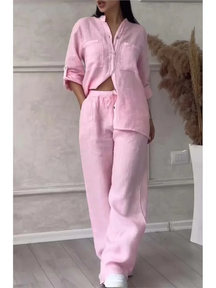 Весенне-осенняя повседневная простая рубашка с карманами и длинными рукавами