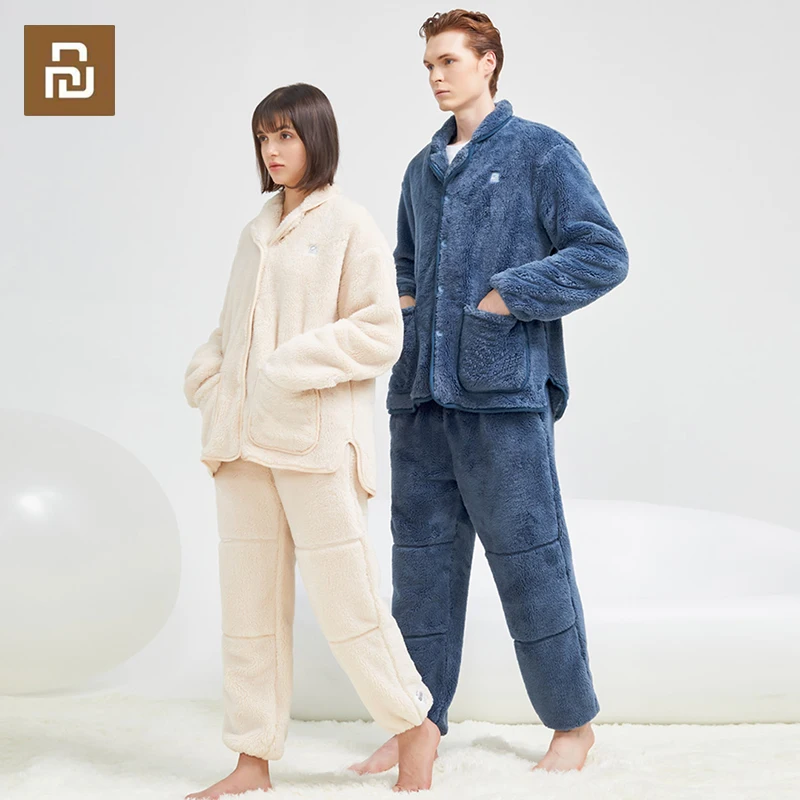 Youpin Supield Aerogel Winter Warm Coral Velvet Pajamas Men's Women's Pajamas Set Long-sleeved Trousers Soft Home Wear Clothes