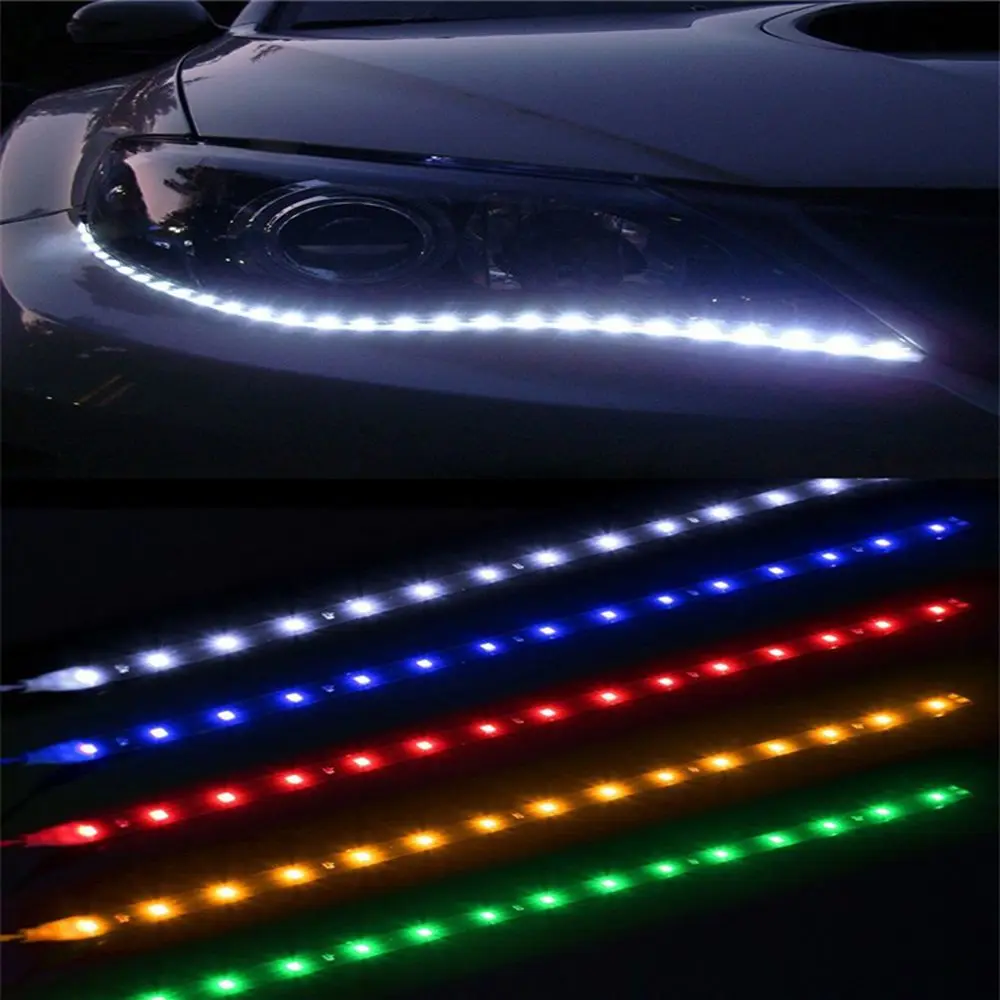 

1x Car Led Strip DIY Bulb Atmosphere Decorative lamp Auto inerior Light 15LED Daytime Running Light DRL Motorcycle Styling Red