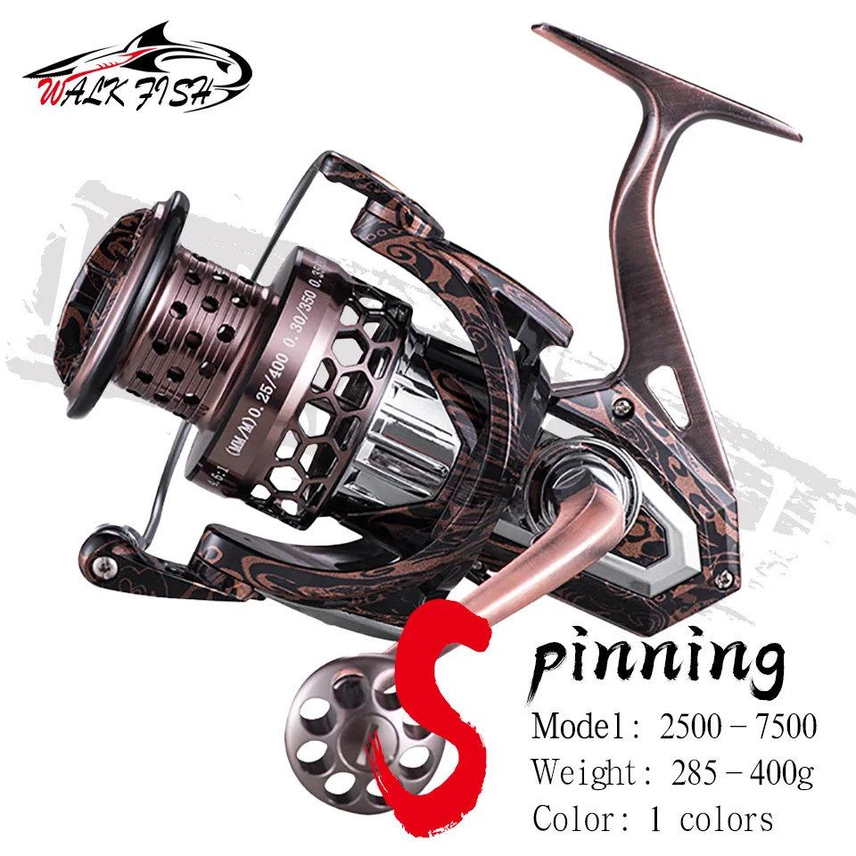 

WALK FISH Fishing Reel Full Metal 2500-7500 Series 4.6:1 Gear Ratio Max Drag 8KG/10KG Spinning Casting Reel Fishing Equipment