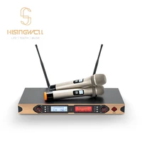 hisingwell wireless microphone system 2 channel uhf wireless mic metal 2 handheld dynamic microphones for singingchurchdj
