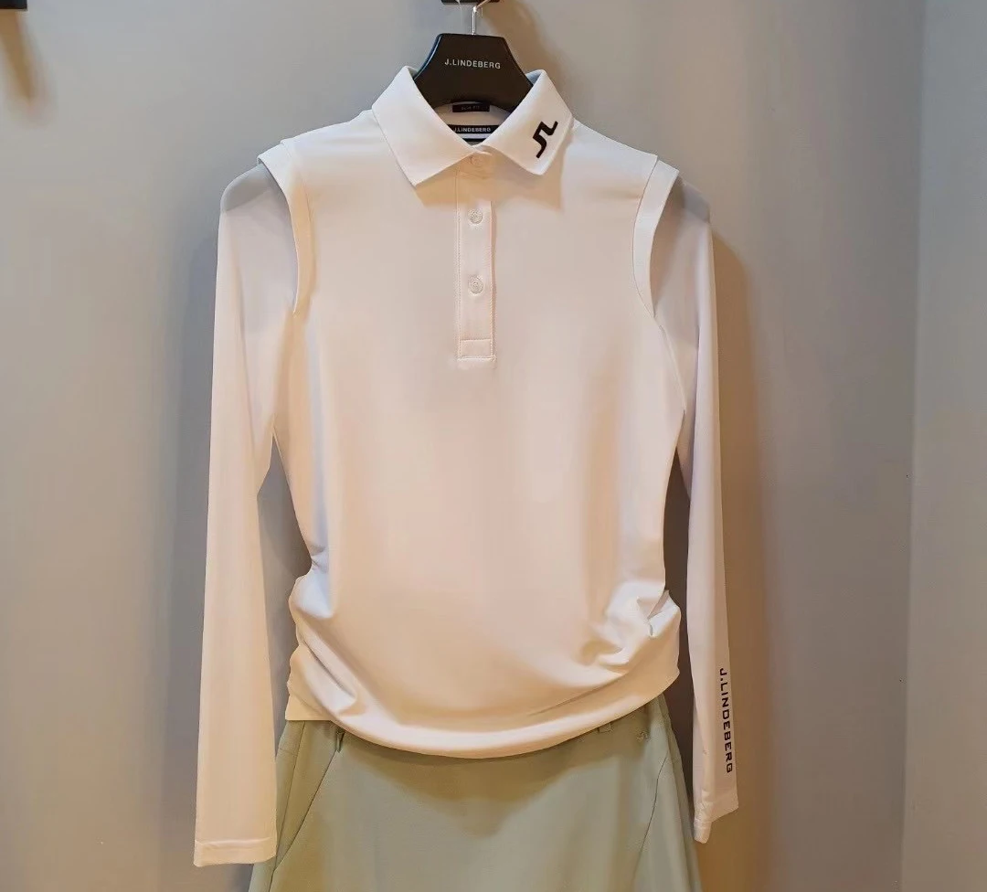 

Golf clothing women's long-sleeved T-shirt JL new ice silk fake two-piece lapel slim top GOLF sports breathable sunscreen jersey