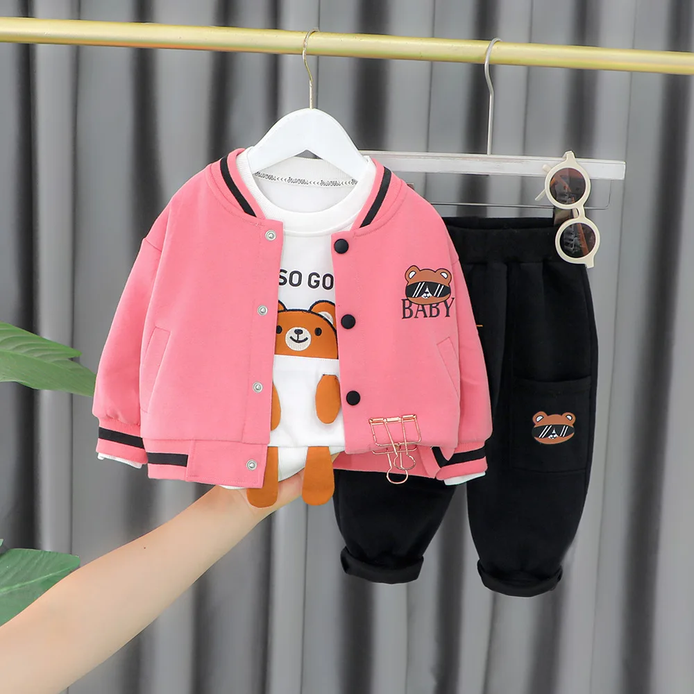 

Toddler kids tracksuits Baby girl clothes 6 to 12 monthes cartoon cardigan jackets+hoodies+pants 3pcs outfits infant clothing