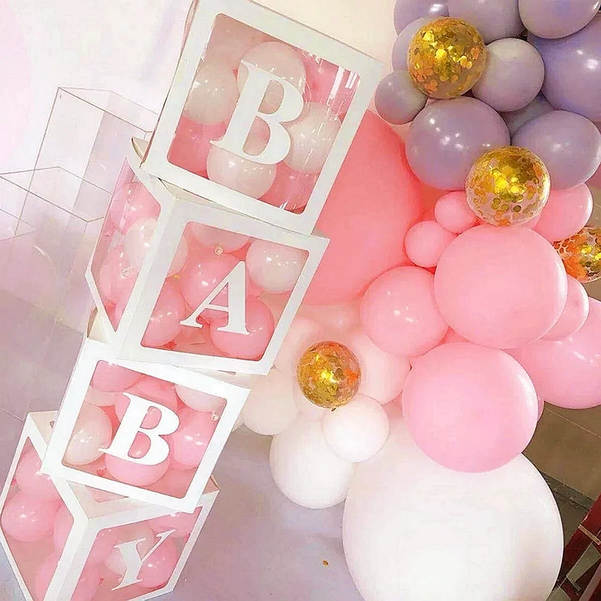 

Baby Shower Decoration Boy Girl Transparent Balloon Box Letter Frist 1st Birthday Wedding Party Docoration Gender Reveal Baptism