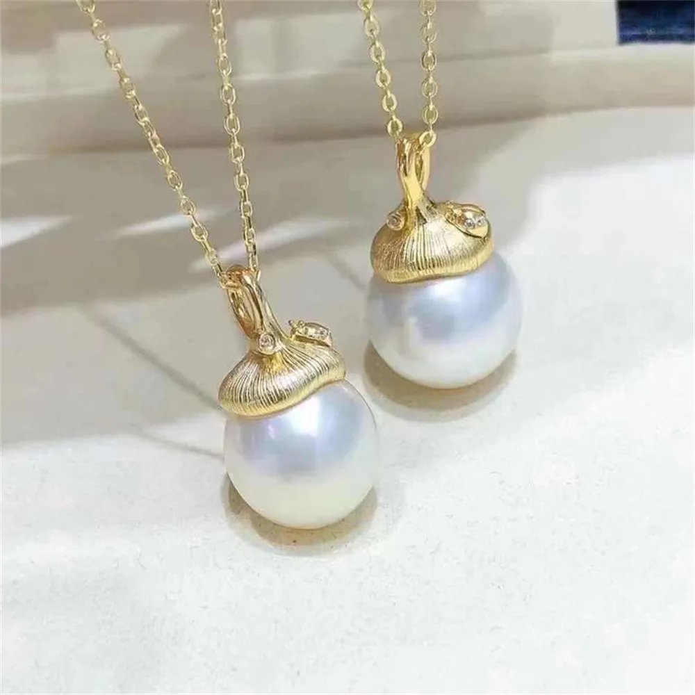 

DIY pearl gadget S925 sterling silver pendant empty support concealer jade pendant with 9-12mm round beads
