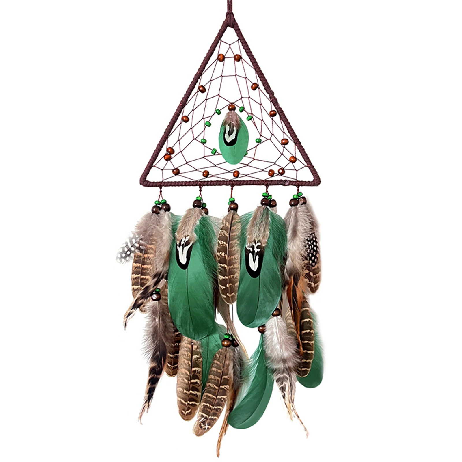 

2023 Indian Feather Dream Catcher Wind Chimes Creative Triangle Dream Net Hanging Ornament Handicrafts Gifts For Home Decoration