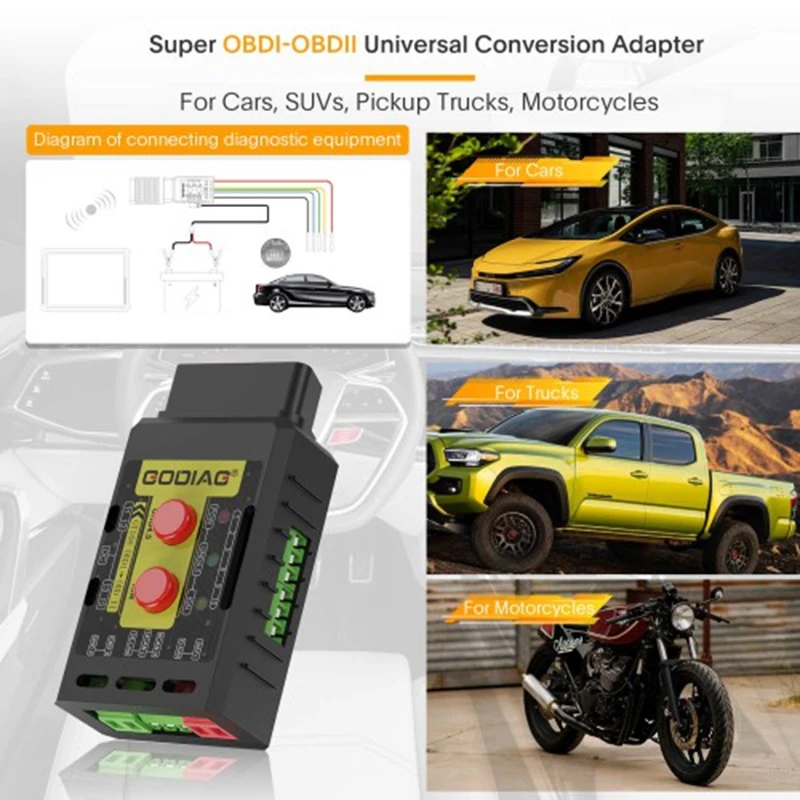 Универсальный конверсионный адаптер GODIAG GT108 A Configuration Super OBDI-OBDII для автомобилей
