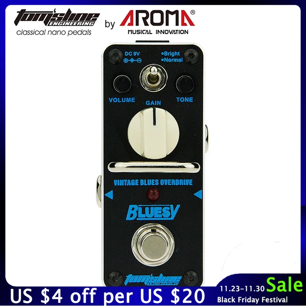 

Aroma ABY-3 Bluesy Electric Guitar Effects Pedal Vintage Blues Overdrive Pedal Mini True Bypass Guitar Effect Parts Accessories
