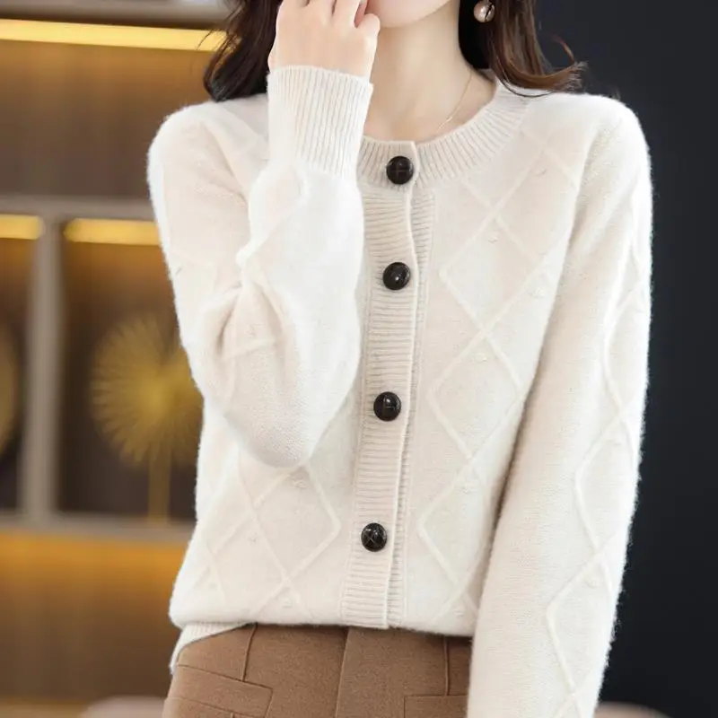 

Cardigan sweater 2023 Spring Knitwear Women Crew Neck Loose Knitted Cardigan Women Coat Casual Knitted Sweater Cardigan Women