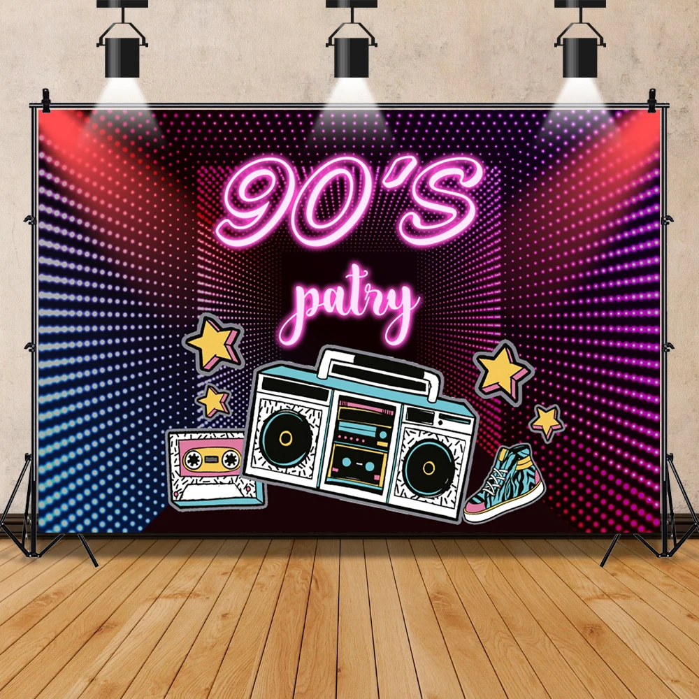 

Декорации для дискотеки, музыки, танцев, вечеринки в стиле 90-х годов, тематический фон для фотосъемки в стиле 80-х, баннер для стола на день рождения для взрослых