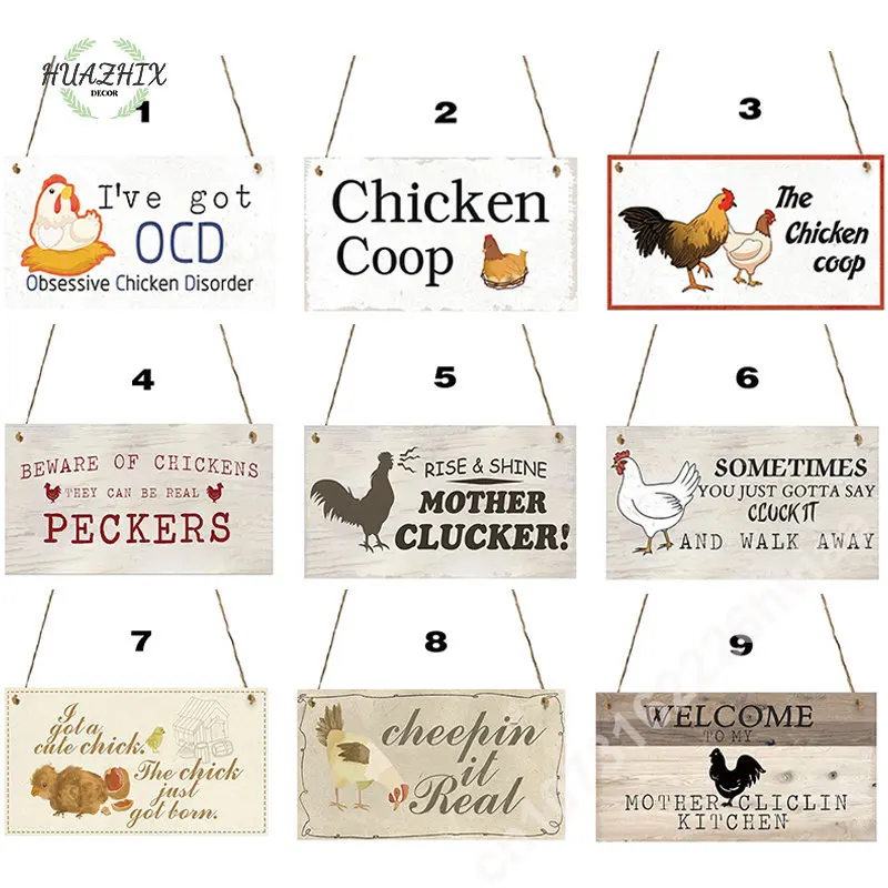 

Farm Chick Door Wooden Sign Plaques Accessory Coffee Living Room Decor In Garden Courtyard Cafe Retro Hanging Signs Decorative