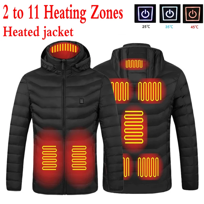 

Waterproof Jackets Men Usb Opladen Hooded Katoenen Heated Jacket Mens Outdoor Camping Elektrische Verwarming Warme Wasbare Coats