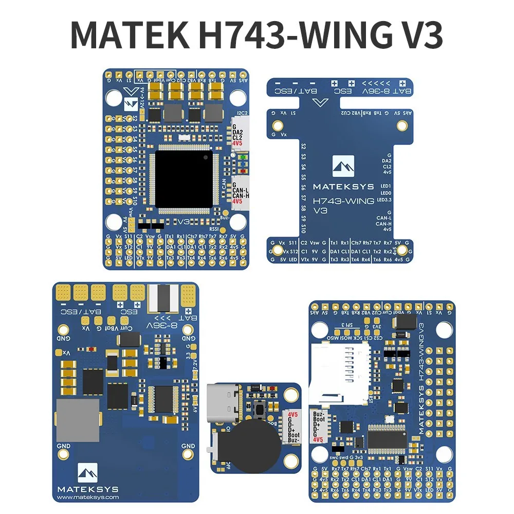 

30.5X30.5mm MATEK H743-WING V3 ArduPilot INAV 3-8S H743 Контроллер полета для радиоуправляемых многовинтовых летательных аппаратов дронов с неподвижным крылом