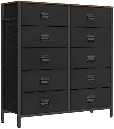 

for Bedroom, Storage Organizer Unit with 8 Fabric Drawers, Steel Frame, for -Living -Room, Entryway, 8 drawers Brown + Black, La
