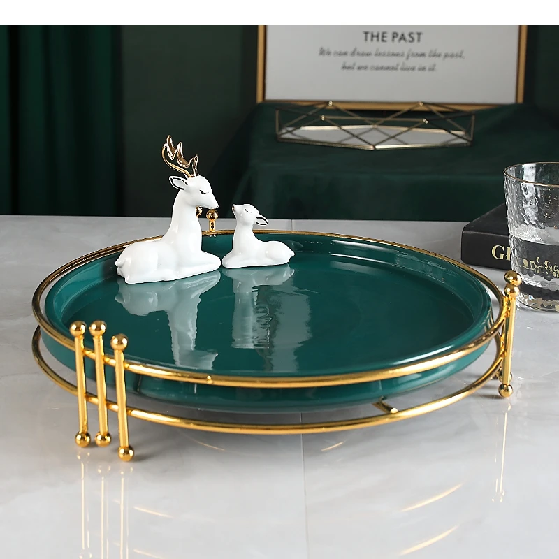 Зеленое керамическое кольцо тарелка Frutas Decorativas Lujosas подносы декоративная миска с