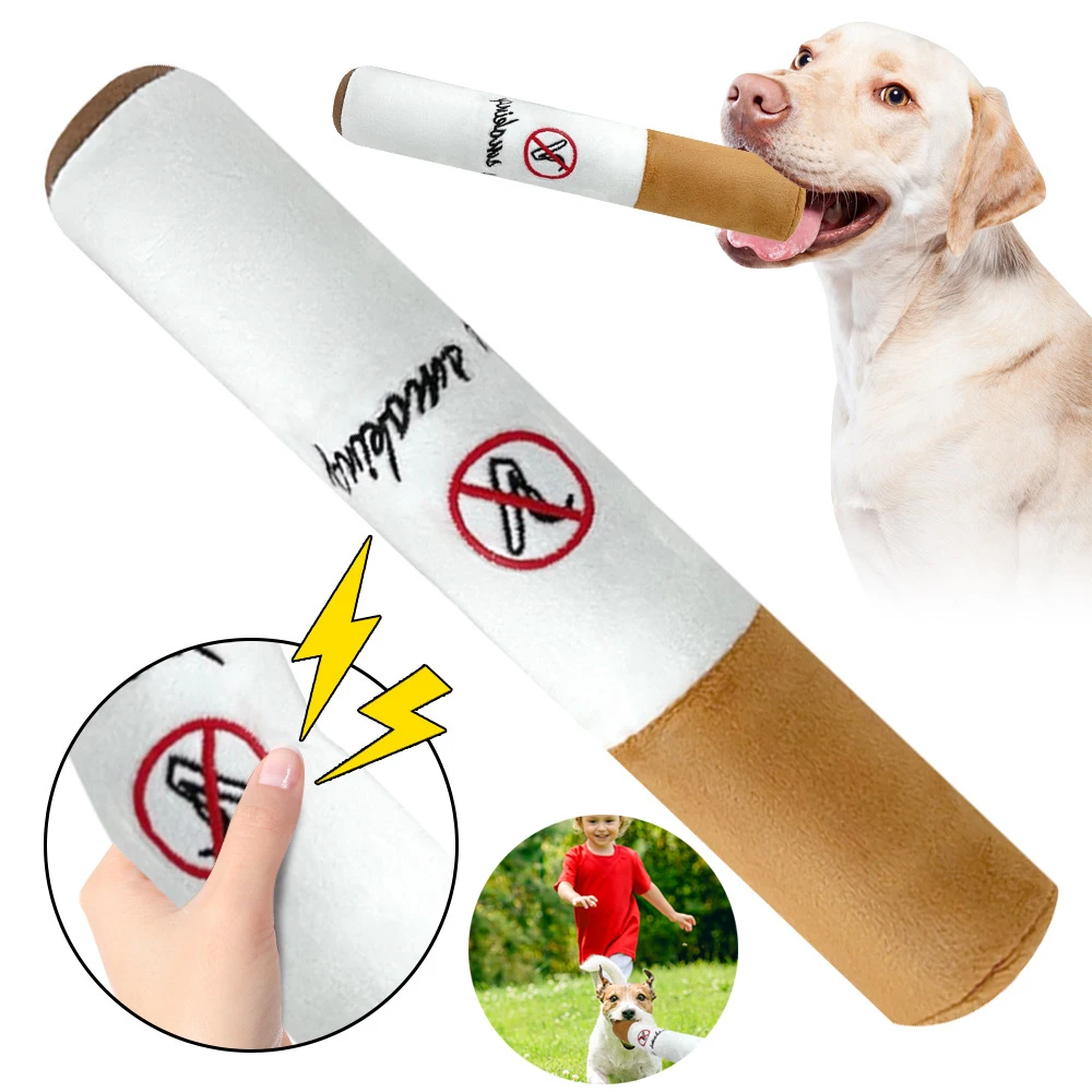 

Pet Funny Toys Cigar Big Smoke Plush Sound Squeak Fake Cigarettes Toys Dog Chew Molar Interactive Game Bite Resistant Pet Toy