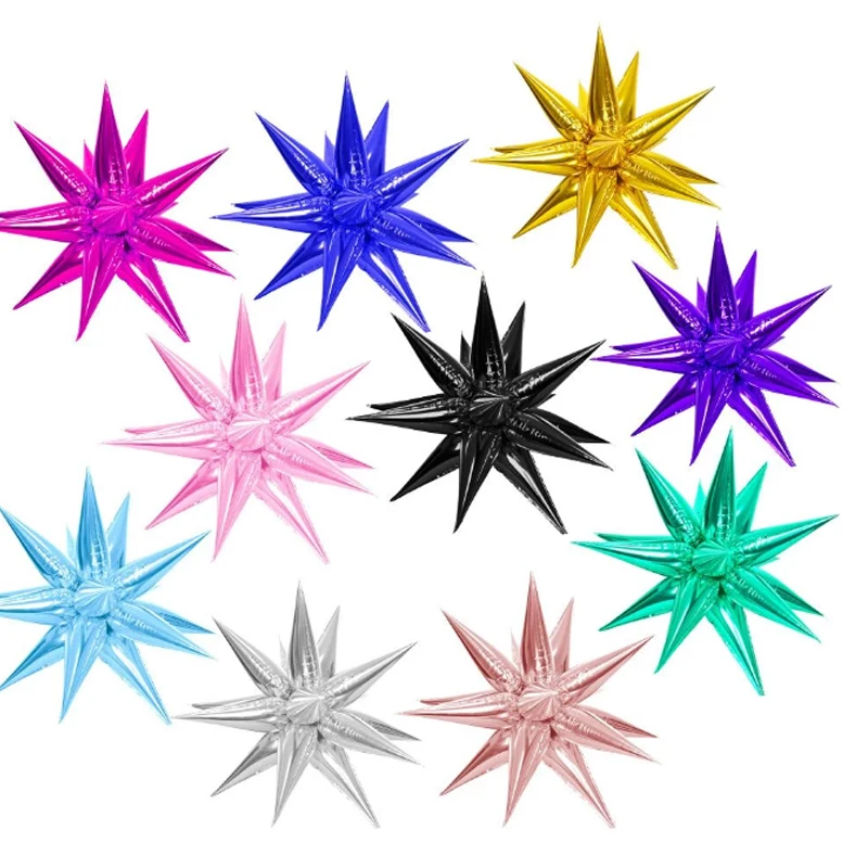 

13pcs Starburst Mylar Balloon Cone Spike Ballon Explosion Star Foil Points Wedding Birthday Party Supplies Purple Blue Bleu Ball