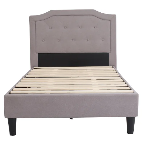 

Hot Sale Nisco Modern Upholstered Bed with Tufted Button Headboard and Slat Multiple Colors and Sizes Available