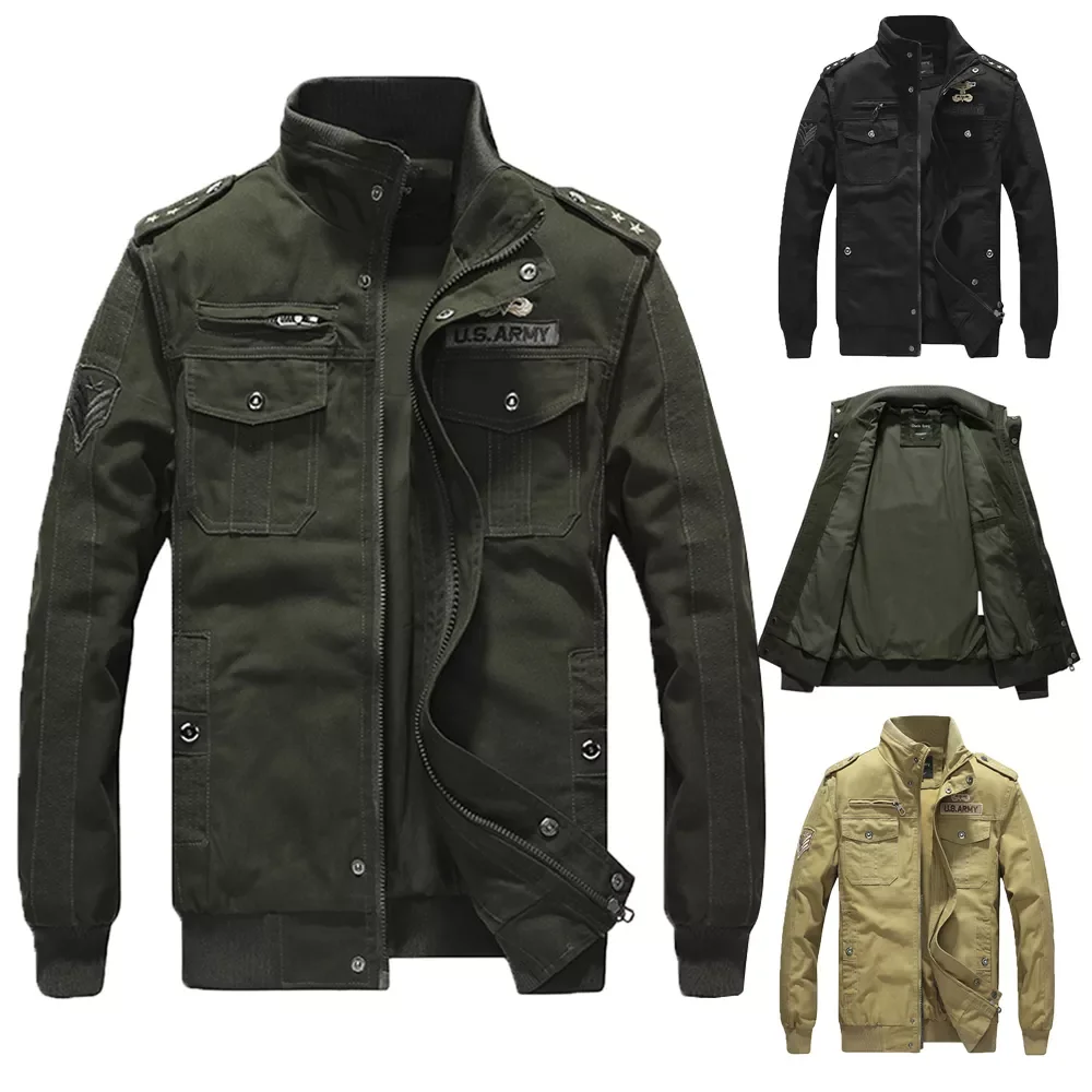

NEW IN 2022 Spring Men's Solid Color Green Jacket Fashion Military Jacket Multi-pocket Casual Jacket Large Size L-6XL