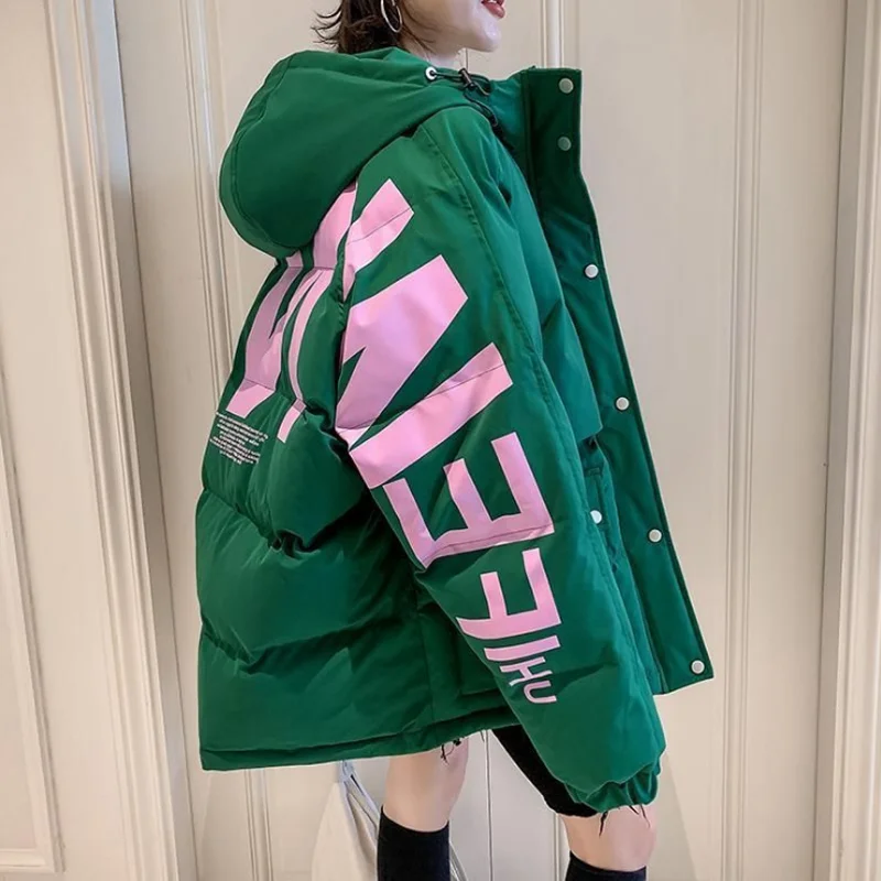 

Women Mid-Length Thick Loose Ins Bread Coats Jacket Down Padded Jackets Autumn Winter New Korean Style Overcoats Female Parkas